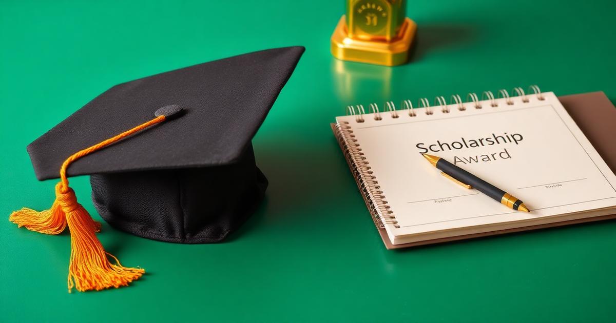 Graduation cap beside a scholarship award folder for international students in India